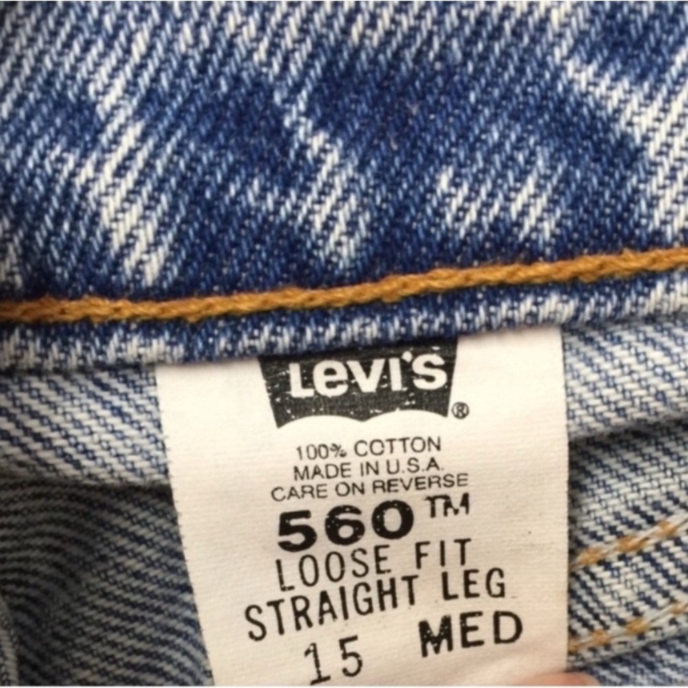 VINTAGE LEVI’S Jeans Straight Leg Loose Fit Chambray Blue Denim 560 15 Med EUC - Picture 7 of 11